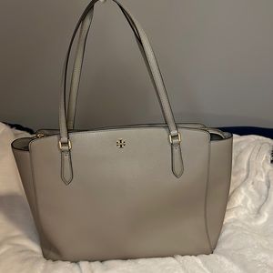 Tory Burch gray laptop bag